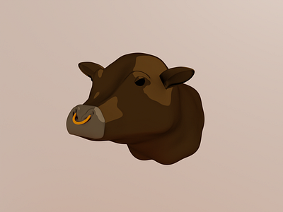 Cow or Bull w/ No Horns 3d amad barn blender bull cow toon