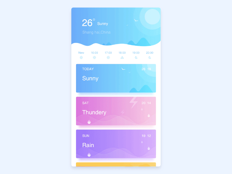 weather app art card interface sunny transaction ui weather
