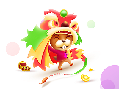 Happy Spring Festival beaver illustration interface ui