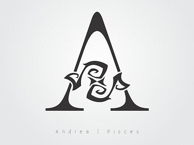 A / Pisces art letter monogram typography