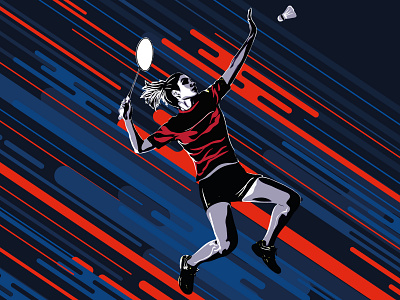 Sports Illustration Series #2 - Badminton art digital graphic illustration vector