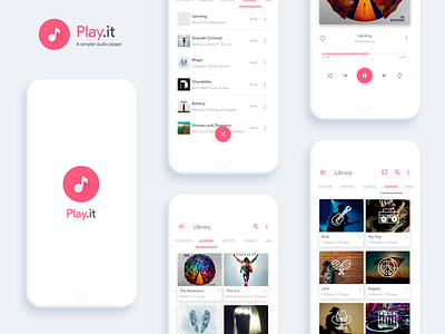 Play .it audio player material design mobile music player. ui ux