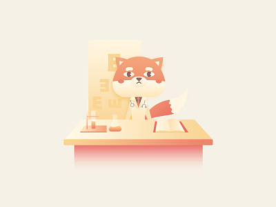 Fox doctor cartoon china cute doctor fox illustration red yellow