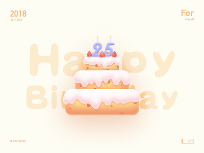 Happy birthday to me cake cartoon china colorful illustration orange yellow
