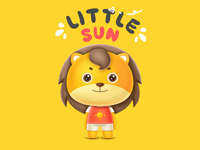 Lion named Sun cartoon colorful cute design illustration lion mascot yellow