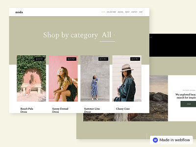 Moda – Ecommerce Website Template clothes shop design ecommence fashion grid design grid layout jewelry sketch template webflow website