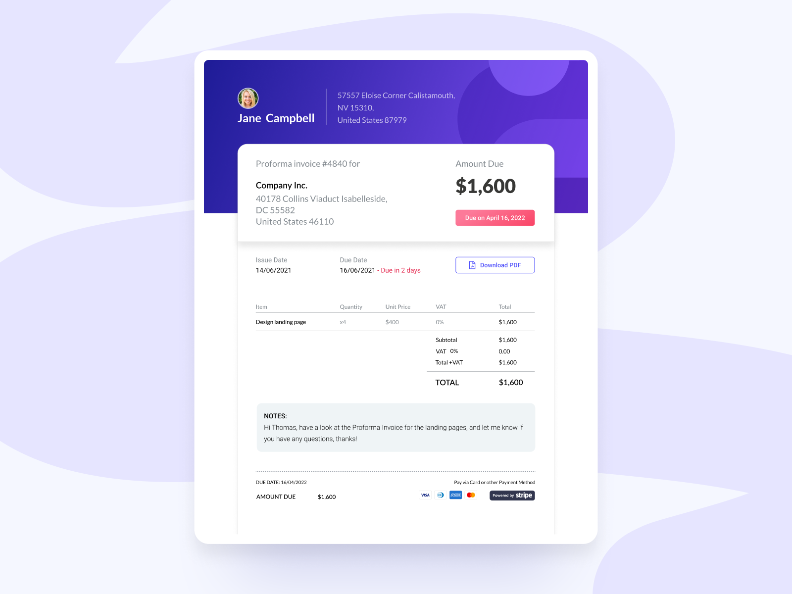 Invoice by Ivona Tenji on Dribbble