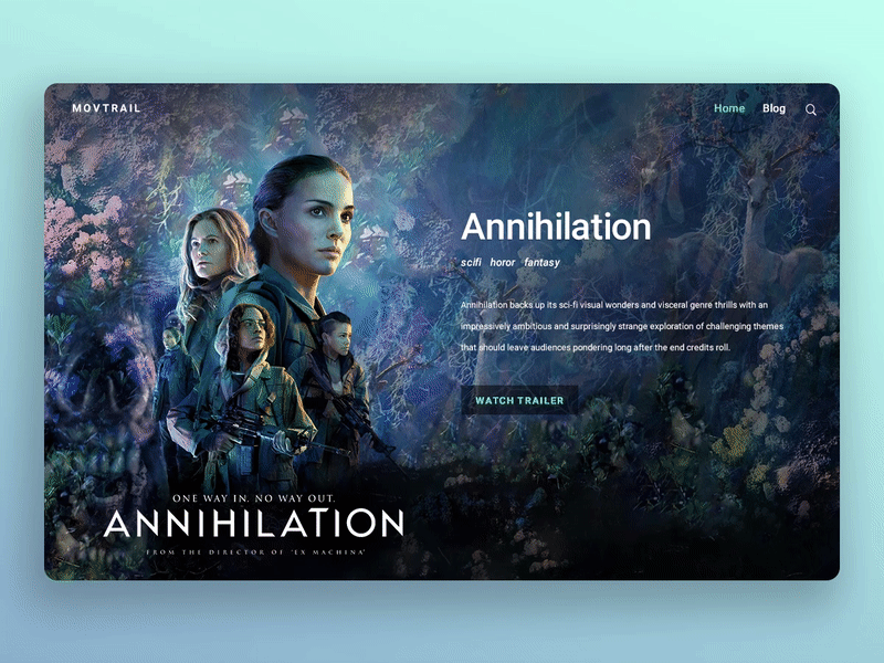 Annihilation - Movie Trailers Concept animation annihilation gif interface motion movie parallax photo manipulation ui web