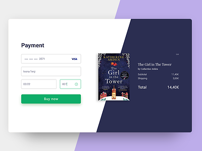 Daily UI: #002 - Credit Card Checkout book store checkout form dailui daily 100 challenge dailyui 002 interface ui ui challange ux