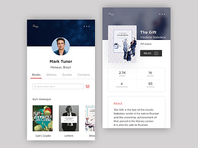 Bookmate App app book concept ios iphone journal mobile reading shelf stack ui ux