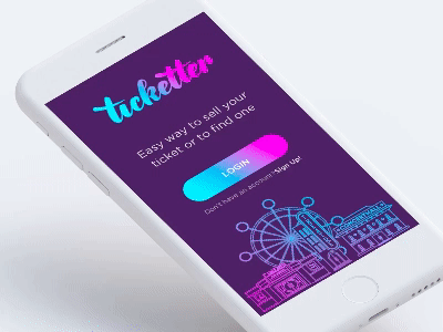 Ticketter App animation app concept concert events ios iphone mobile stack tickets ui ux