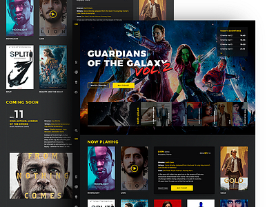 Cinema cinema dark e commerce landing movie page ui ux web website