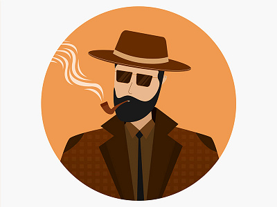Detective character detective fashion goggles gun hat illustration india police sigar smoke travel