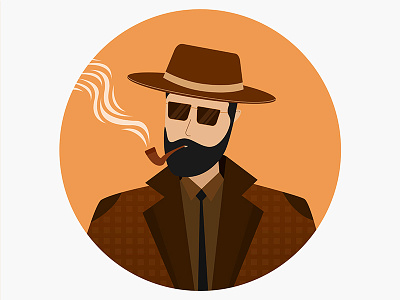 Detective character detective fashion goggles gun hat illustration india police sigar smoke travel