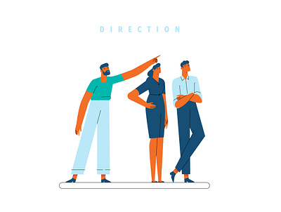 Direction character characters community direction directions explainer goal people reach team