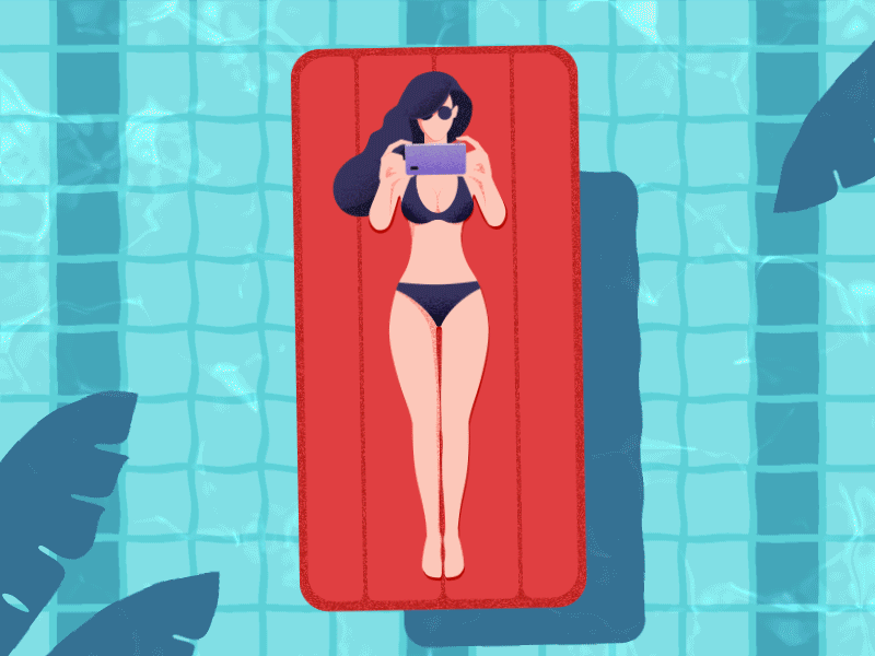 Look at me 💬 girl phone pool relax selfie smartphone social media summer vacation wait waiting water