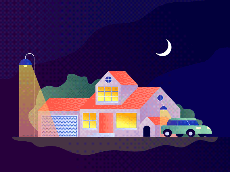 Day / Night car change day gif home house moon night parking sky sun time