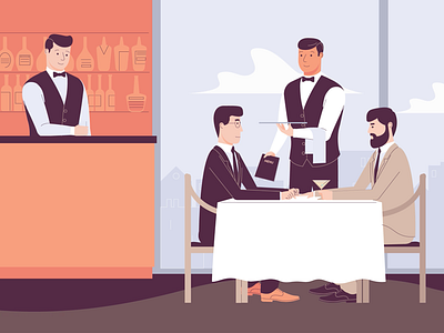 7 Rules of a Successful Business Lunch business cafe characters client explainer illustration lunch meeting menu restaurant service