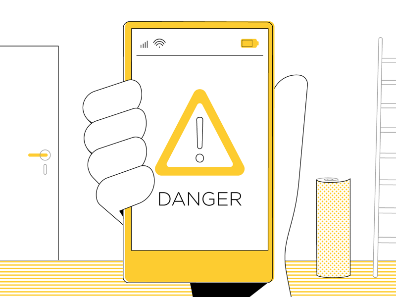 Danger! attention danger dangerous explainer hazard illustration jeopardy notification peril phone risk threat