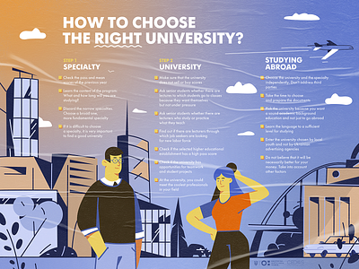 How To Choose The Right University? billboard characters editorial education illustration placard poster print school student studying university