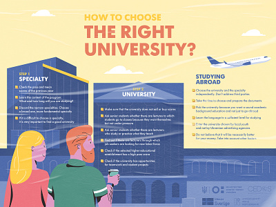 How To Choose The Right University? Style 02 billboard characters editorial education illustration placard poster print school student studying university