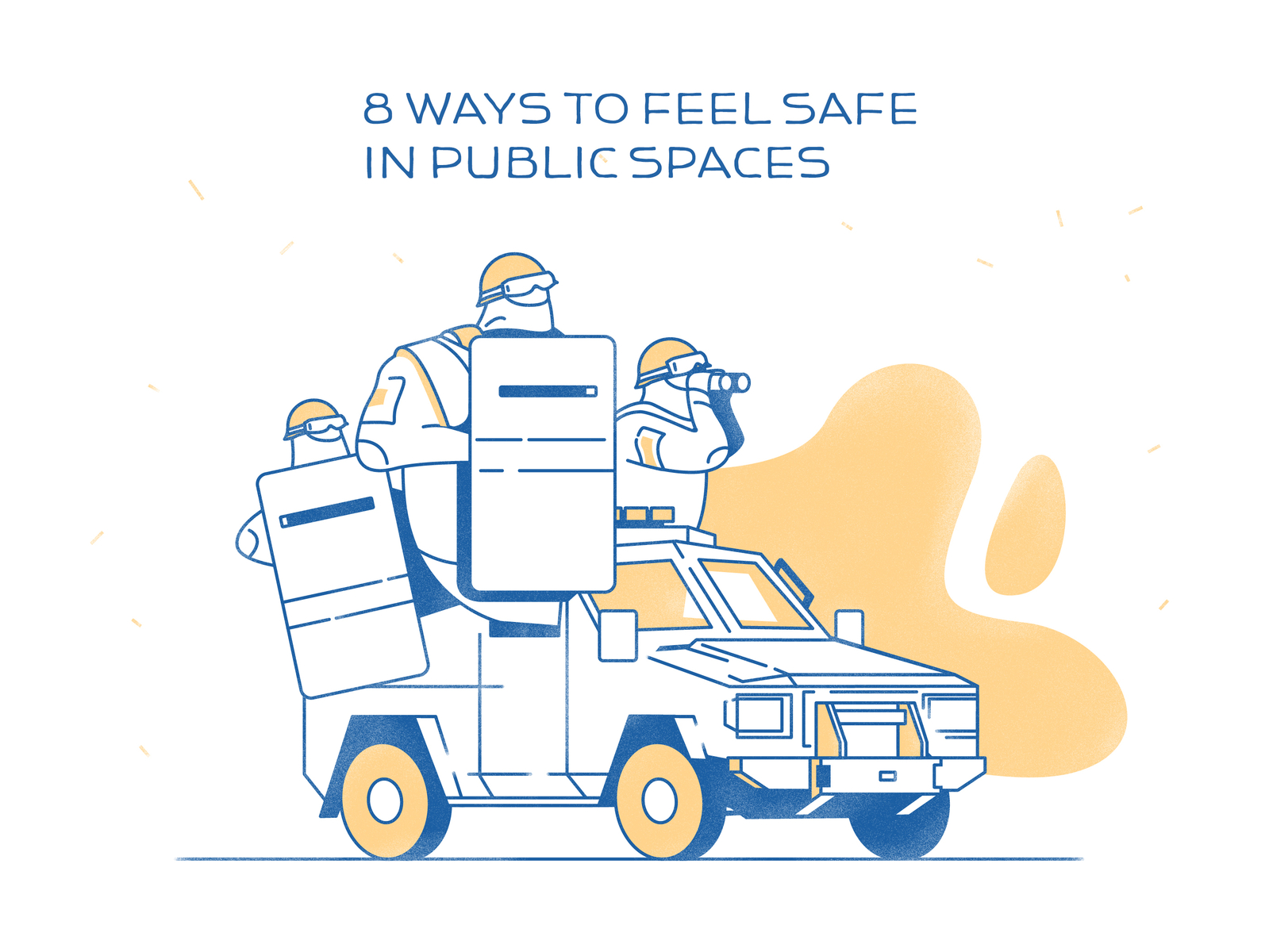 8 Ways To Feel Safe In Public Spaces attack blog illustration calm character characters cops explainer explainer video help illustration police safe security swat terrorist