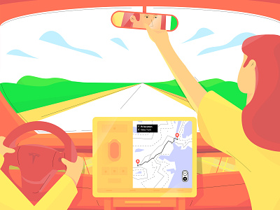 Tesla Model 3 Navigation Autopilot ai autopilot checkpoint explainer google map illustration map model 3 navigation navigator path tesla tesla model 3 travel