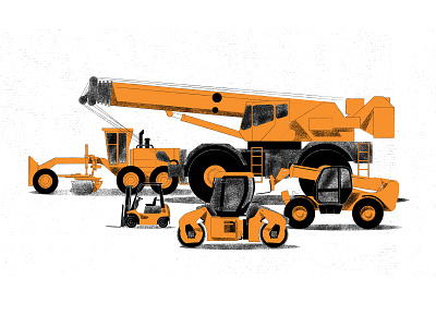 Heavy Machine & Equipment Rental (explainer video) cars characters construction explainer video orange texture tractor transport truck