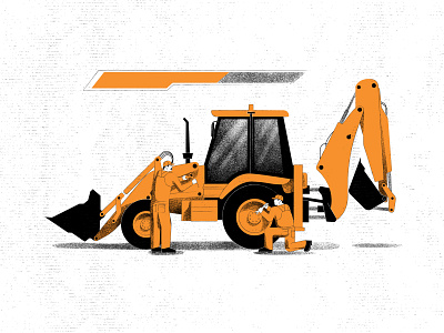 Heavy Machine & Equipment Rental (explainer video) characters construction explainer video orange progress texture tractor truck