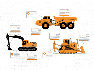 Heavy Machine & Equipment Rental (explainer video) characters construction explainer video machines orange texture tractor truck