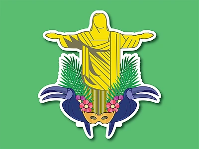 Brazil Playoff Sticker brazil christ the redeemer colorful contest graphic graphics illustration south america sticker sticker mule toucan vector