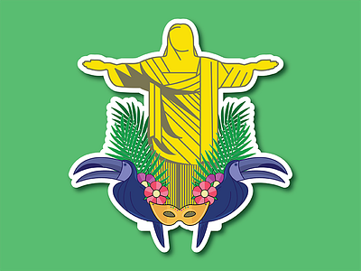 Brazil Playoff Sticker brazil christ the redeemer colorful contest graphic graphics illustration south america sticker sticker mule toucan vector