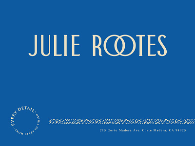 Julie Rootes Logo Concept art deco blue bold brand identity branding color colorful interior design interiors logo logotype modern pattern seal speckle type typography