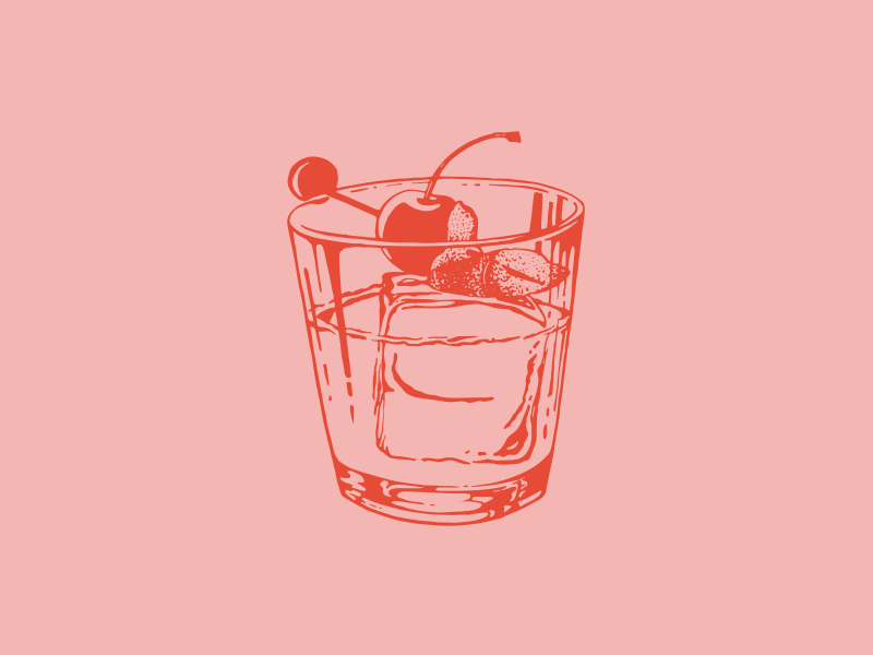 old fashioned cocktail drawing