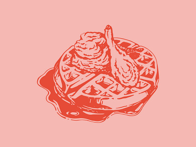 Chicken & Waffles chicken waffles designsake illustration
