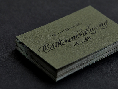 Business Card Details for Catherine Kwong Design black foil brand identity brand identity design business card design designsake designsake studio interior design letterpress print collateral typography