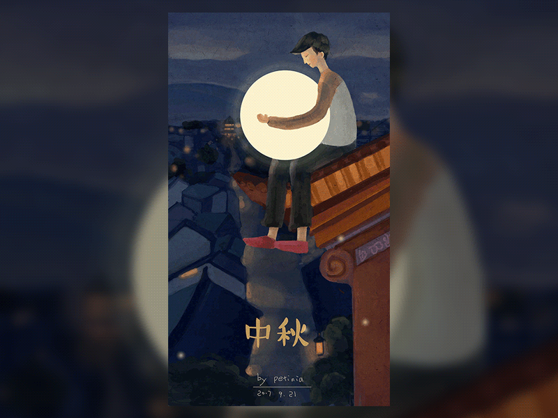 first Shot(Mid-Autumn festival) animate chinese style festival illustrations moon