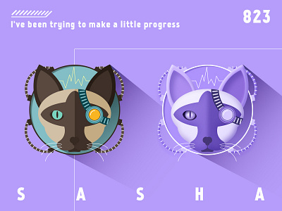 Sasha cat clean illustration purple shot