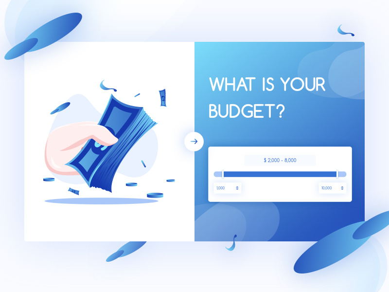 What is your budget ? web ux ui page online money landing budget clean blue
