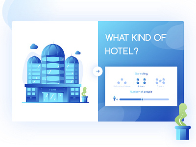 What kind of hotel do you want? blue clean hotel illustration landing online page planning travel ui ux web