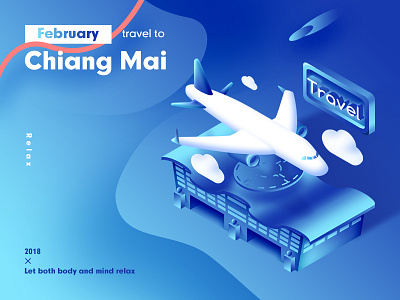 Travel to Chiang Mai 2.5d aircraft blue chiang clean illustration landing mai page relax travel