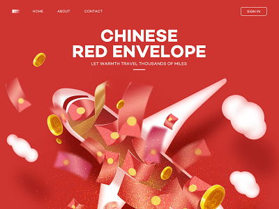 Chinese Red Envelope aircraft airlines coin fly illustration landing page red red envelope ui web