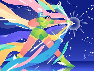 Get a Target and Achieve your goals Illustration achievement business character character design colorful design fantasy flat design flat illustration fun galaxy goals gradient illustration magic space stars target vector website