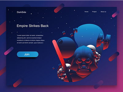 Empire Invites You to Join Darkside darkside dartvader design illustration illustrator landingpage space starwars ui vector web website