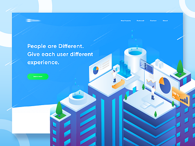 Business Landing page Concept 3d business city design homepage illustration isometric landing page ui vector