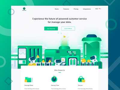 Data Secure Hero Header Exploration data design green header homepage illustration ui ux vector web website