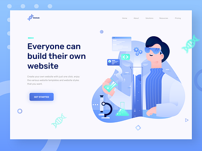 Weblab - Header Exsploration Illustration character character design coding design developement developer flat design flat illustration gradient header illustration laboratory sains ui vector web website