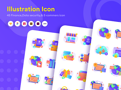 Icon Package for finance, Data Security and E-commerce