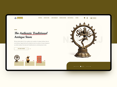 Hero Exploration | Antique Store antique art design hero india minimal slider store typography ui ux website yellow