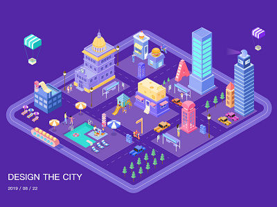 the city 2.5d illustration ui